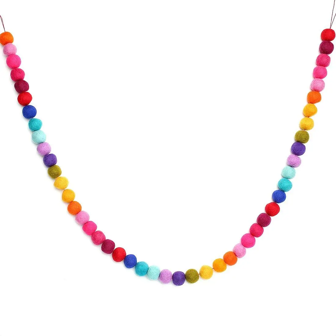 Rainbow Felted Ball Garland, 5 foot in length