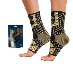 IYDoaMea 1 Pair Copper Ankle Brace Support For Men & Women, Breathable Nano Socks, Anti-Slip Ankle Compression Sleeve Socks For Sport