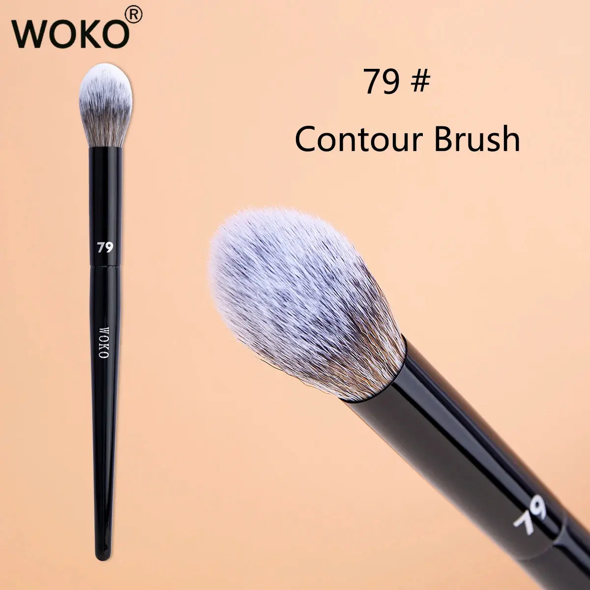 WOKO Nova Glam Essentials Tapered Contour Brush 79 Synthetic Sculpting & Setting Powder Brush for Face Bronzer Highlighter Wood Handle Eco Friendly Hypoallergenic Vegan Makeup Tool