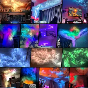 K-16ft 3D Thunder Cloud LED Light - Colorful Atmosphere Night Light with App Control, USB Powered for Game Room, Garage, Club, Bar & Party Decor- 33