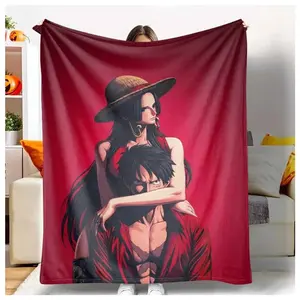 Anime Couple Flannel Blanket Romantic Illustration Print Soft Cozy Warm Lightweight Microfiber Throw Blanket for Bedroom Living Room Sofa Home Decor Gift Suitable as a gift sizes 60*80,30*40 ,40*50 50*60