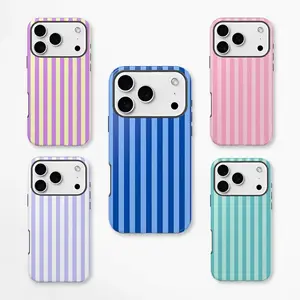 Aesthetic Striped Touch Phone Case Cute Phone Cover Phone Accessories Phone Case | Tough Phone Case for iPhone 17 16 15 14 13 12 11 X 7 8 SE 16E anti-yellowing aesthetic phone case trending Shockproof artistic