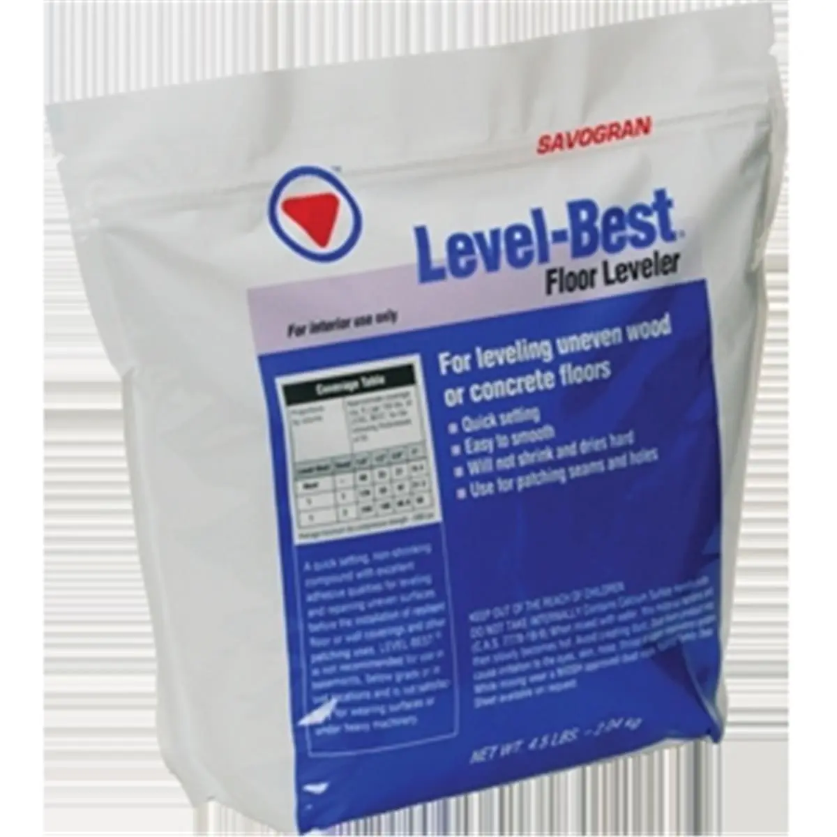 Savogran Company 12832 Level Best Floor Leveler Compound - 4.5 lbs, Firm Hold, Quick Dry, Smooth Drying, Works Indoors, Easy to Apply