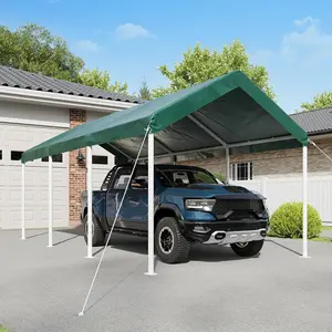 Aoxun 20x10 FT Heavy-Duty Portable Carport with Reinforced Steel Legs & Rip-Resistant PE Cover All-Weather Shelter for Cars Trucks Boats Green Outdoor Protection UV Protection
