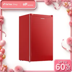 Upstreman mini fridges 3.2 Cu.Ft with Freezer Compact Single-Door Fridge for Dorm Office Bedroom BR321 Adjustable Temperature Thermostat Energy Efficient Quiet Operation Red Fridge brands Small pantry drink fridge skincare fridge Appliance tiktokshopsprin