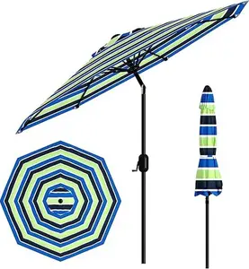 9FT Patio Umbrella Outdoor, Table Umbrella with Push Button Tilt and Crank, 8 Sturdy Ribs UV Protection Waterproof for Garden, Pool, Market