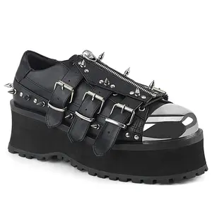 Demonia Men's Gravedigger-03 Black Vegan Leather Platforms