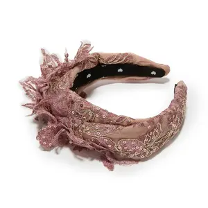 BLUSH MARCHESA COUTURE X LELE SADOUGHI ASYMMETRICAL GRETA EMBROIDERED HEADBAND