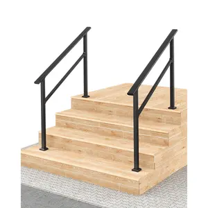 GARVEE Adjustable Aluminum & Wrought Iron Outdoor Handrails for 1 to 5 Steps, Suitable for Decks, Porches, and Concrete Steps, Available in Black or White, Multiple Step and Pack Options