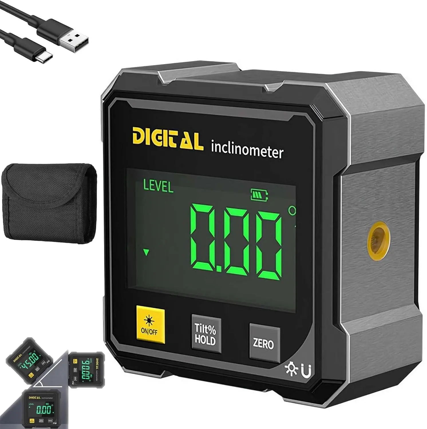 2026 Upgraded 4-Side Magnetic Digital Angle Finder - Backlit Cube Inclinometer, Electronic Level Protractor, Industrial Heavy-Duty Woodworking Hardware Measuring Tool