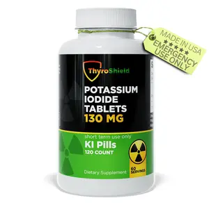 Potassium Iodide Tablets 130 mg | 120ct KI Tablets - Nuclear Radiation Protection - Potassium Iodine Pills - YODO Naciente - KI Pills - USA - ThyroShield