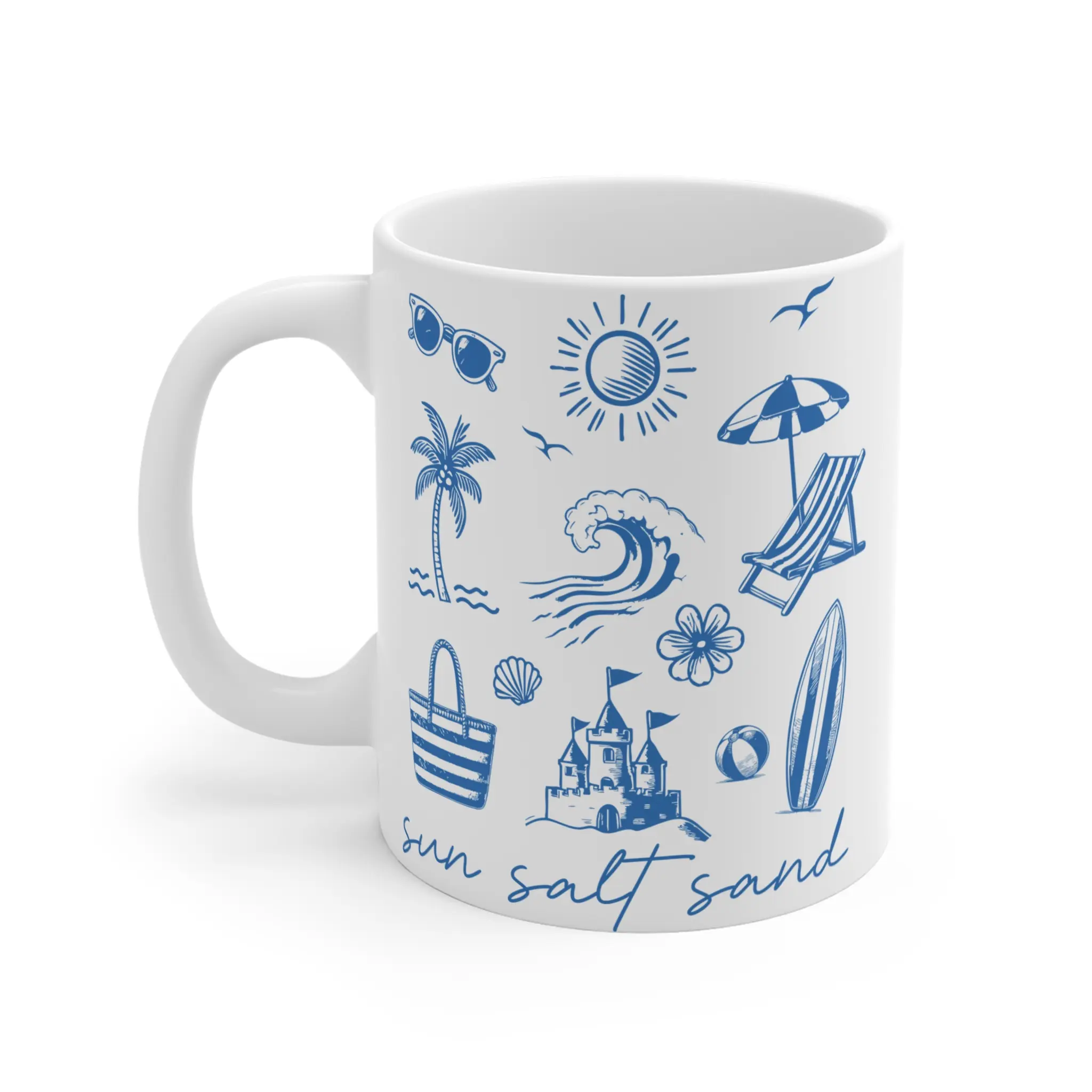 Beach Vibes Mug, Summer Drinkware, Ocean Inspired Gift, Perfect for Beach Lovers, Vacation, Travel Companion, Sun Salt Sand