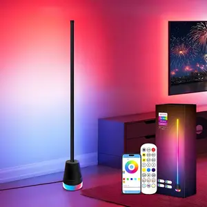 Smart RGBIC LED Corner Floor Lamp,Standing Lamps for Living Room with APP and Remote,Modern Floor Lamp with Music Sync Ambient Lighting for Bedroom，5V USB power supply, lower energy consumption, suitable for more scenarios.