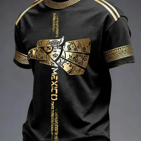 Men's Football Enthusiast Printed T-Shirt, Letter Print Casual Athletic Style Sport Outdoor Short Sleeve T-Shirt, Summer Top, Casual Sportswear, All Seasons, Fitted, Long Length