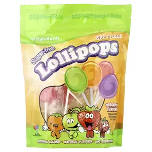 Xyloburst Sugar-Free Lollipops with Xylitol, Assorted Flavors, 50 Lollipops, 14.1 oz