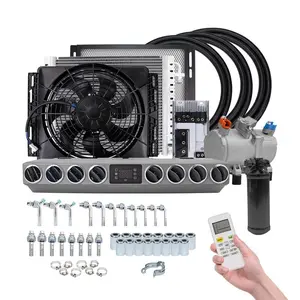 Universal Auto Electric Parking Air Conditioning 8 Vents Evaporator Compressor Kit for A/C Heavy Duty Truck Bus Tractor Van RV
