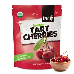 Berrilys Organic Dried Tart Cherries - USDA Organic, Unsweetened, Non-GMO, Gluten-Free, Nutrient-Rich, Perfect for Baking, Snacking, and Salads