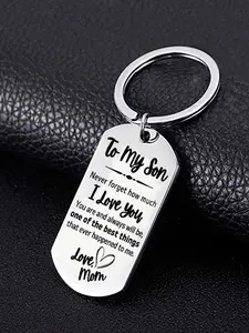 Stainless Steel Keychain, Stylish Keychain, Letter Pattern Engraved Keychain for Son, Durable Key Ring Buckle, Perfect Birthday, Graduation, Valentine's Day Gift for Him
