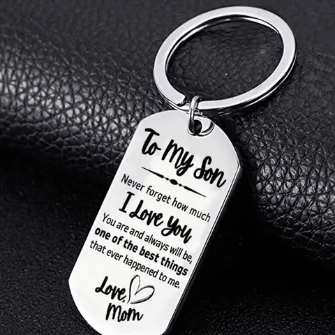 Stainless Steel Keychain, Stylish Keychain, Letter Pattern Engraved Keychain for Son, Durable Key Ring Buckle, Perfect Birthday, Graduation, Valentine's Day Gift for Him