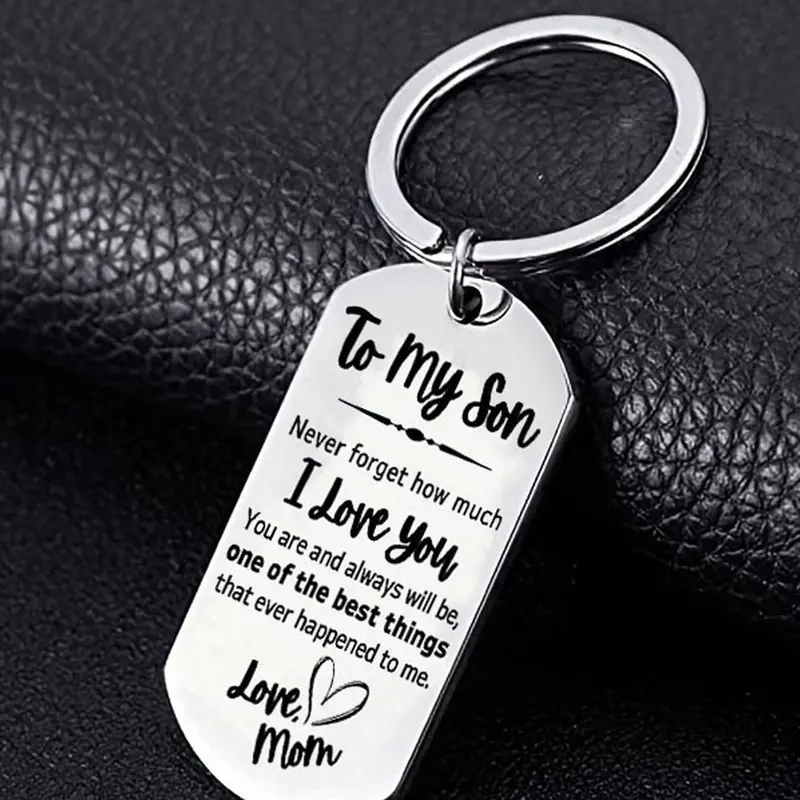 Stainless Steel Keychain, Stylish Keychain, Letter Pattern Engraved Keychain for Son, Durable Key Ring Buckle, Perfect Birthday, Graduation, Valentine's Day Gift for Him