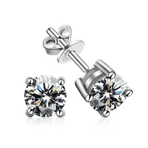 vvs moissanite Popular Moissanite Stud Earrings – Hypoallergenic 925 Silver, Four-Prong Cultured Diamond Alternative, Screw Back and Butterfly Back Options, Ideal Wedding Ring Set for Her or Him and Holiday Gifts