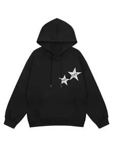Aelfric Eden Star Print Hoodie, Casual Street Style, Soft Fabric, Unisex Fashion, Fall & Winter, Urban Inspired Design