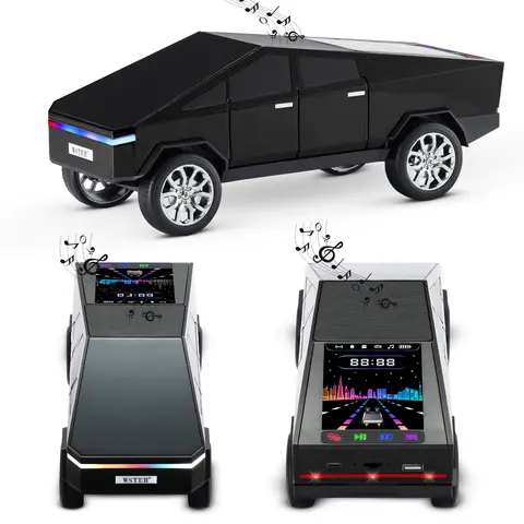 Fuzix WS-580 Car-Truck Style Compact Portable Lightweight Mini Bluetooth Speaker - Cool Adult Gift, Wireless Playback, Charging, USB Input, MicroSD Slot, AUX Input, FM Radio, TWS Pairing, Memory Function, Indoor-Outdoor Party Use