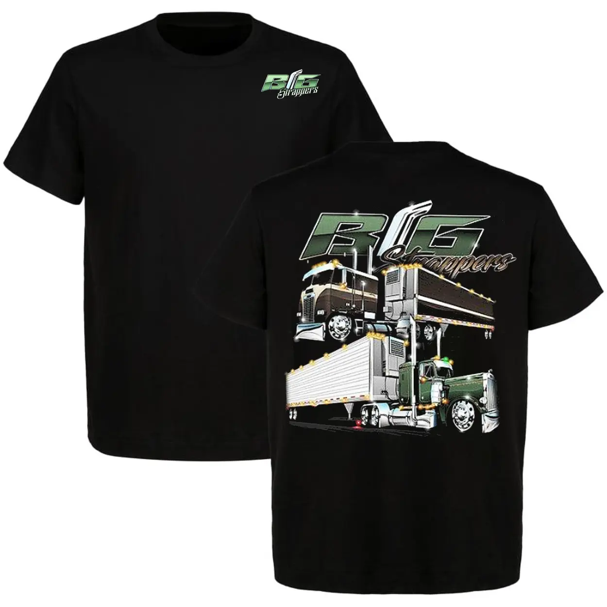 Big Strappers Semi Truck T-Shirt Peterbilt Style American Trucker Cotton Short Sleeve For Him For Her