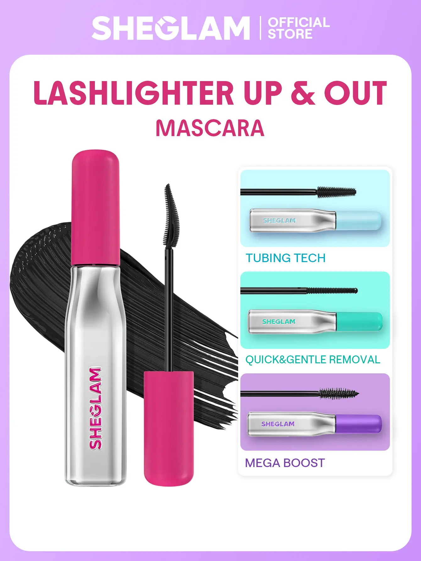 【FREE SHIPPING】SHEGLAM Lashlighter Up & Out Black Mascara Lasting Waterproof Lengthening Eyes Lashes