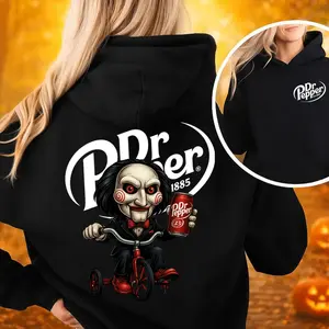 Spooky Dr Pepper Horror Halloween Double Sided Hoodie ,Dr Pepper Halloween Hoodie - Casual Top with Graphic Design, Available in Various Colors 6 tshirt ,hoodie, sweatshirt, funny halloween,gothic retro spooky vibes