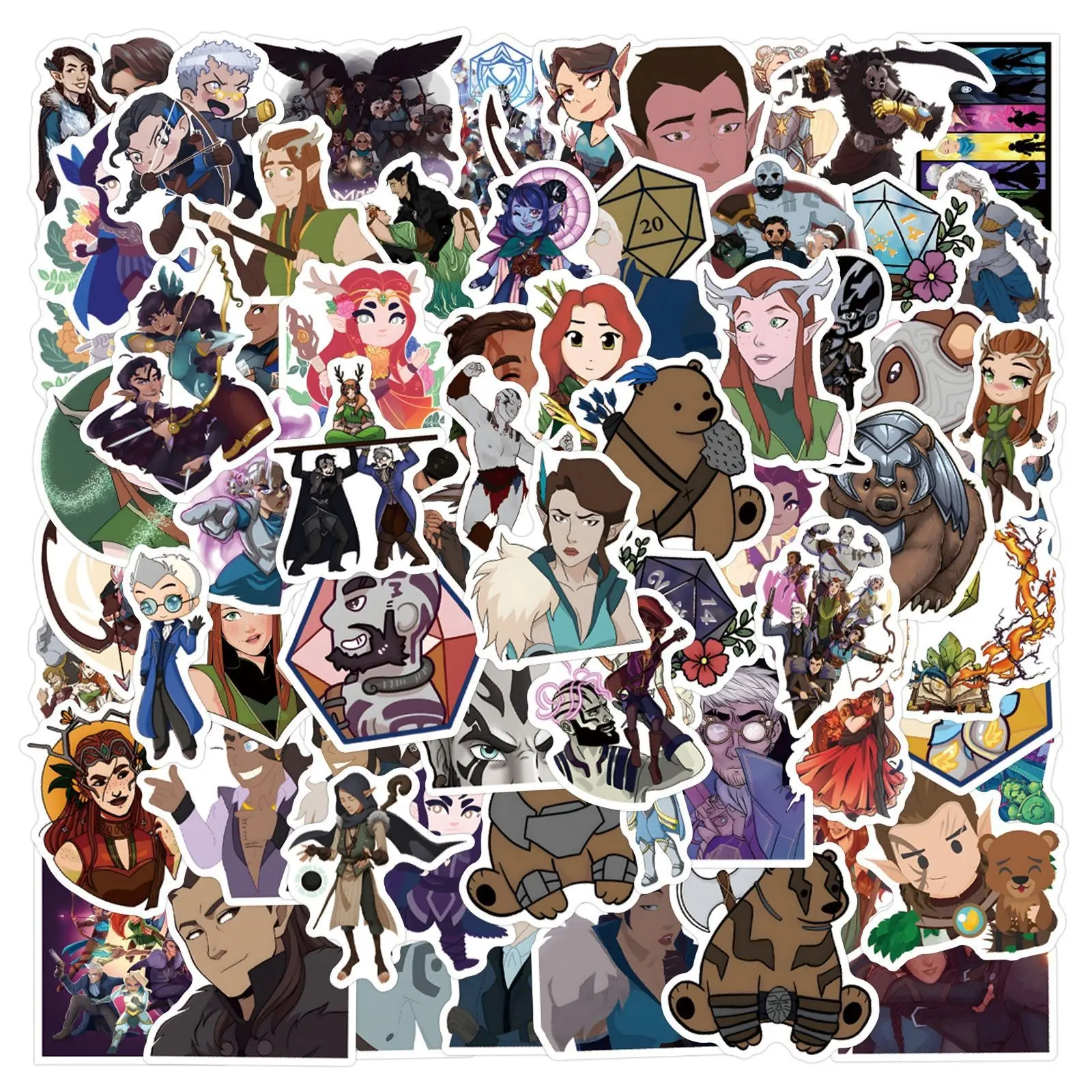 110 Sheets the Legend of Vox Machina Cartoon Stickers, Waterproof Decals, Phone Decoration for Smartphone, Cellphone, Luggage, Cups, Phones, Laptops, Stationery, Toys
