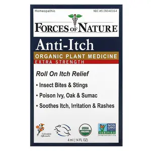Forces of Nature Anti-Itch Roll-On, Organic Plant Medicine, 0.14 fl oz (4 ml)