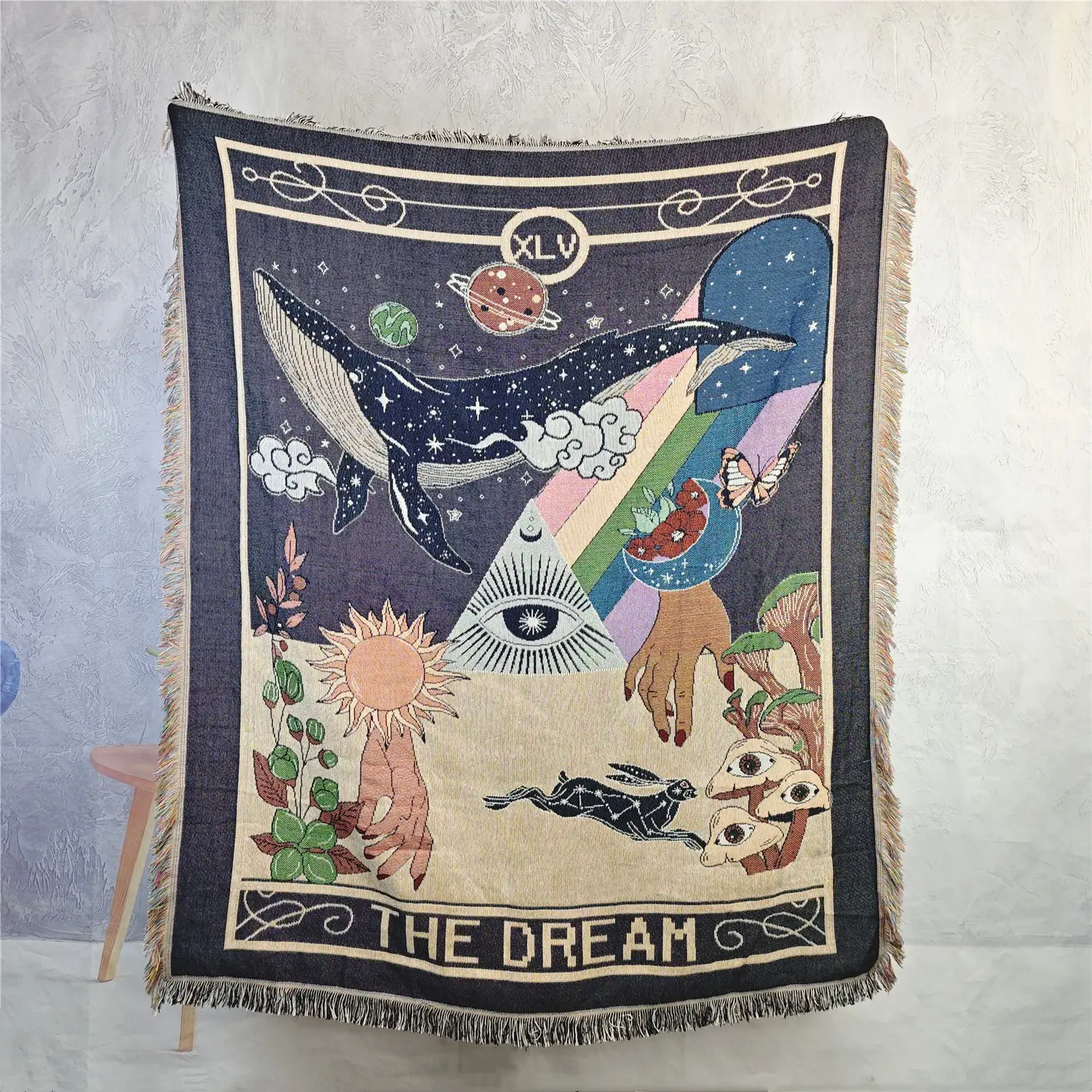 Bohemian Yarn Jacquard Woven Blanket, Cozy Throw Blanket, with Tassel Chunky Soft Not Printed, Wear-resistant Washable Easy To Care, No Faded No Pilling, for Home Decor Sofa Chair Bed Picnic Outdoor Camping Throw Blanket