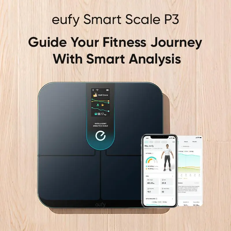 eufy by Anker Wi-Fi Fitness Tracking Smart Scale P3, Intelligent Analysis, 3D Virtual Body Mode, 16-Measurement Digital Bluetooth Weight Scale with BM