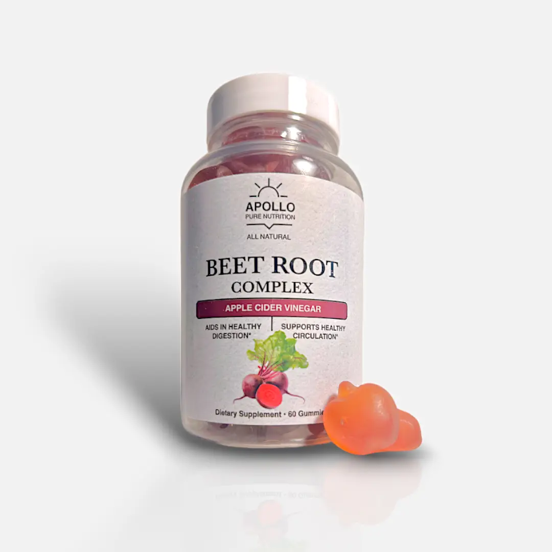 Beet Root Gummies with Apple Cider Vinegar | Blood Pressure Support | Digestive Health (Bloating) | Bloodflow | Energy & Muscles | Vegan All Natural Ingredients | Organic & Gluten Free | 60 Gummies | Healthcare | Dietary Supplement | Fitness