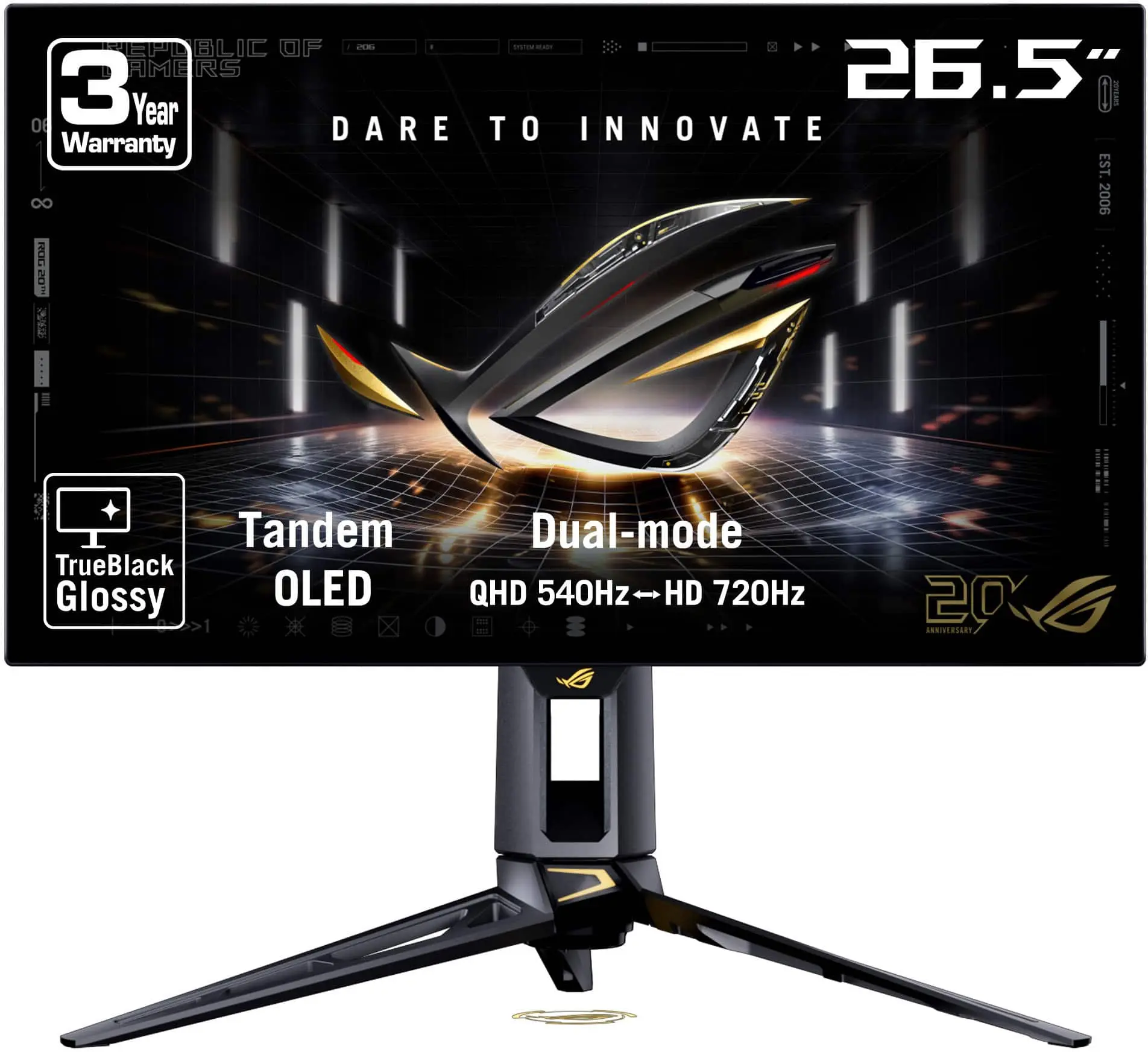 ASUS - ROG Swift 27 Dual Mode (2K 540Hz, HD 720Hz) OLED 0.02ms Gaming Monitor with FreeSync Premium Pro and HDR - 20th Edition