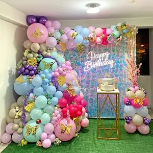 KEQU 24 pieces of 4*6 ft rainbow blue sequin wall back, used for New Year's, Valentine's Day, mermaid themed parties, unicorn themed parties, birthdays, Christmas, anniversaries, wedding decoration banners