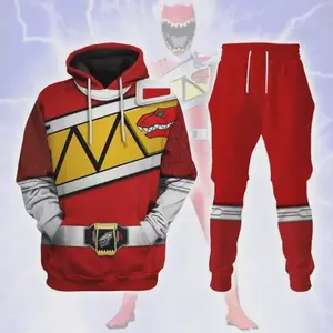 Red Power Rangers Combo Hoodie And Jogger, Custom Set Sweatpants, Outfit Outdoor Gift For Men
