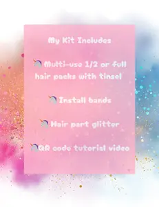 KozyLane Mermaid Unicorn Hair Kit - Synthetic Multi-Colored Extensions with Glitter