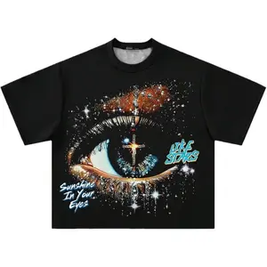 Y2K Graphic Tee Eye Print Streetwear Crop Short Sleeve T Shirt Retro Outfit Hip Hop Summer Top Regular Fit