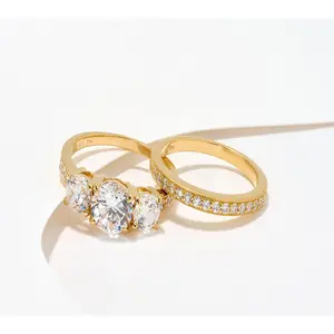 Diamonique Classics 3 Stone Band Ring, Sterling Silver