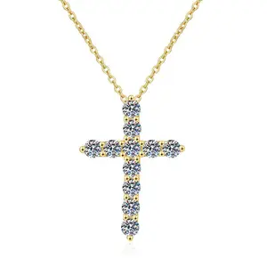 #87（Cross Necklace）925 Sterling Silver Synthetic Moissanite Necklace