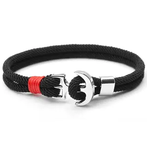 Unisex Milan Cord Nylon Rope Nautical Anchor Bracelet for Men and Women 8 Inches