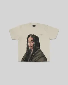 Tems Big Face | Oversized Oatmeal Graphic Tee