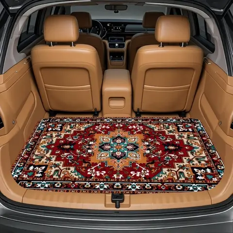 Aesthetic Vintage Floral Car Trunk Mat Waterproof Non Slip Cargo Liner Interior Decor Vehicle Accessories Suitable for Most Car Models