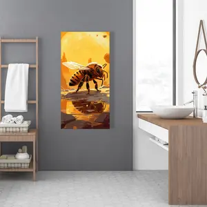 212 MAIN Artistic Bee World Beige Wall Art Photo Print, 24x48 in., Minimalist Home Decor for Elegant Living Spaces - Home Supplies Poster