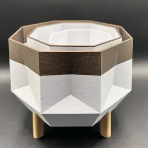 Unique Design 3-D Printed Plant Pot Geometric Shape with “like” Wooden legs, Lightweight and Durable Construction