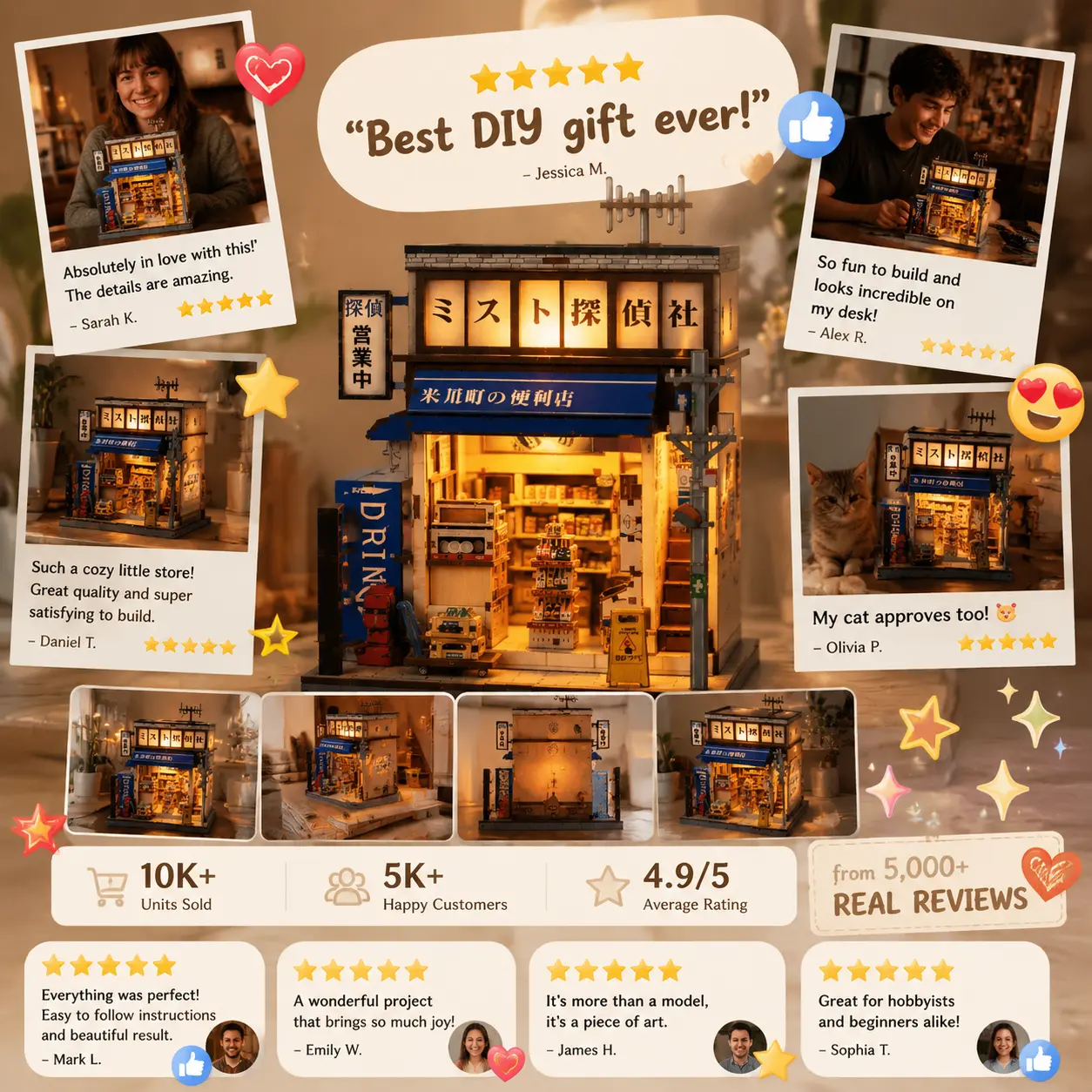 Beika-cho Convenience Store Book Nook, DIY Miniature House Kit, 3D