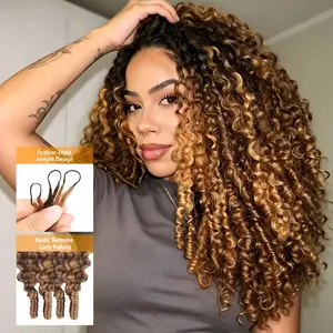 [CROCHET HAIR] STERLY Highlight 4/27 Burmese Curly Crochet Human Hair With Miracle Knots for Easy Install T1B/30 Ombre Crochet Human Hair for Boho Braids #4 & #30 Machine Made Human Hair Extensions Friendly Plush Texture Time-Saving Wear #DealsForYouDays