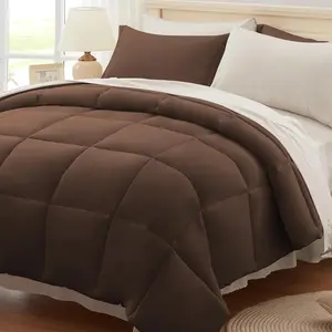 Queen Comforter Set,Brown&Beige Bed in a Bag 7 Piece,Lightweight Bedding Set with Soft Down Alternative Fill,Bed Set Includes Comforter, Fitted Sheet, Flat Sheet,Pillowcases and Shams